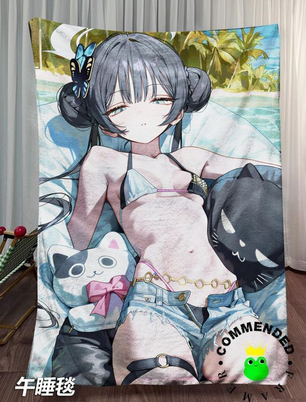海外代購皇呱_《夏日妃咲》蔚藍檔案龍華妃咲裝飾畫_午睡毯_地毯_5