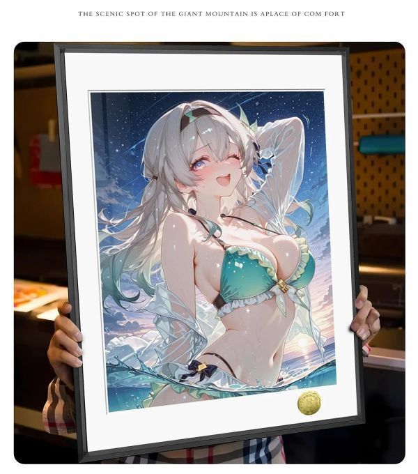 海外代購皇呱_《浪遇流螢》星穹鐵道流螢泳裝裝飾畫_午睡毯_地毯_4