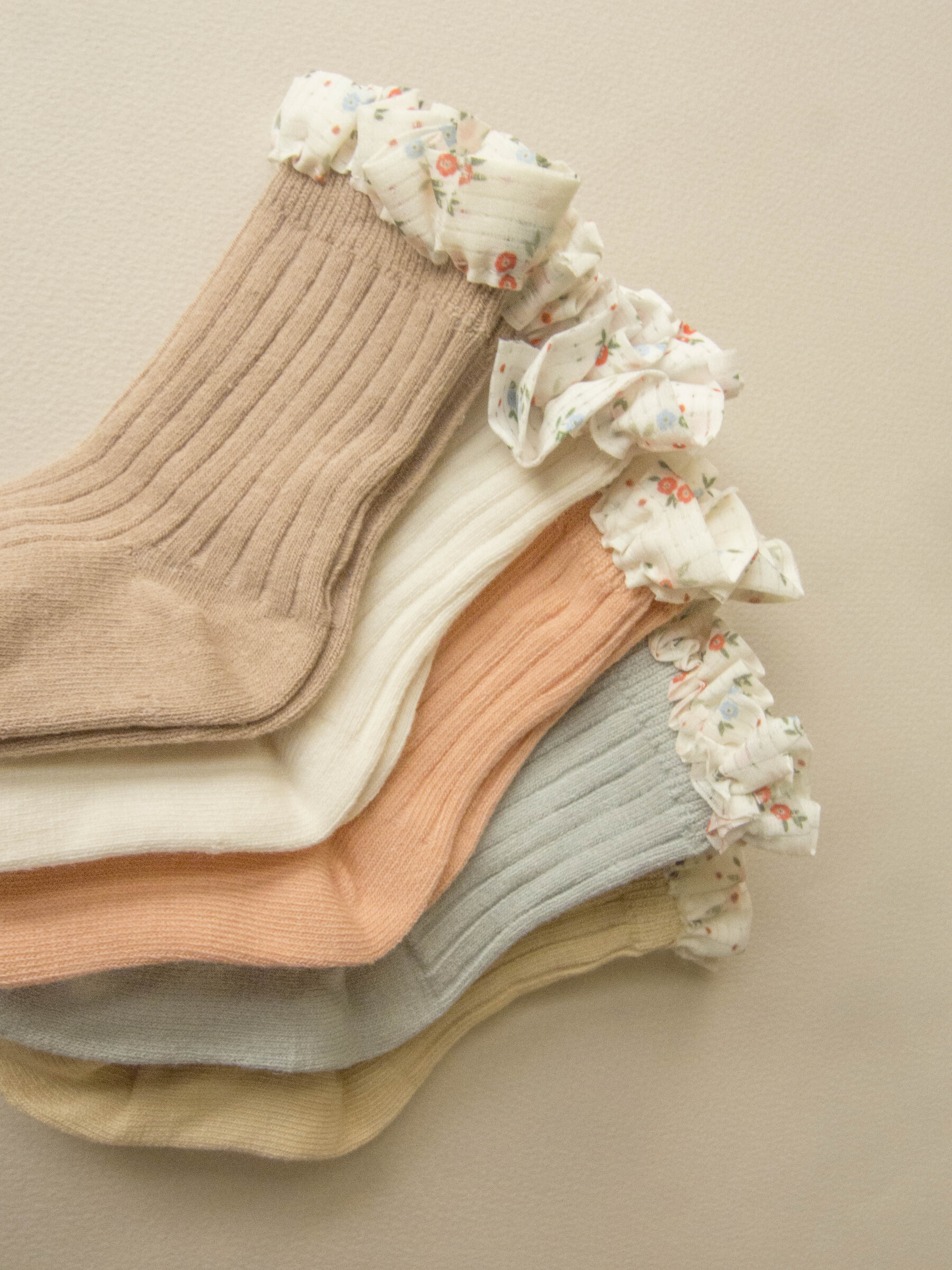 小花滾邊素色嬰幼童襪11