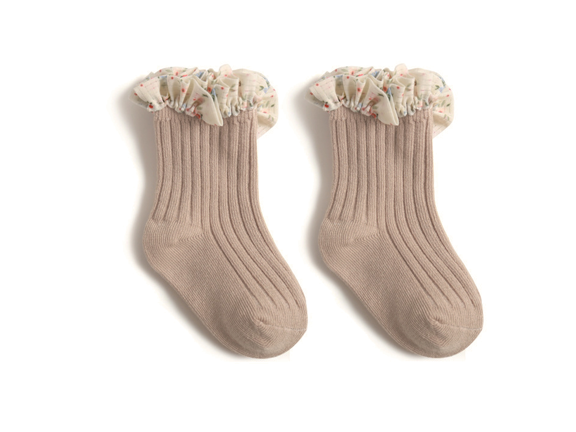 小花滾邊素色嬰幼童襪04