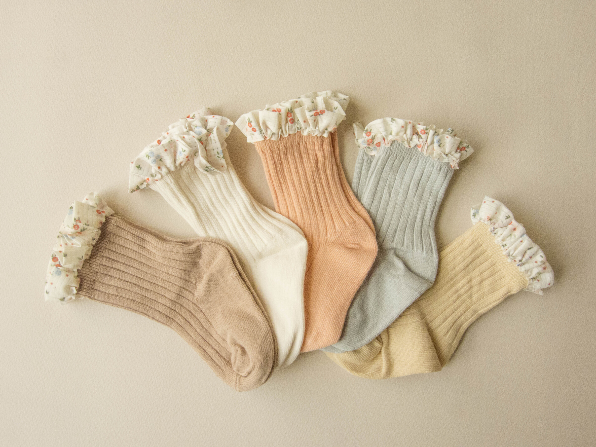 小花滾邊素色嬰幼童襪13