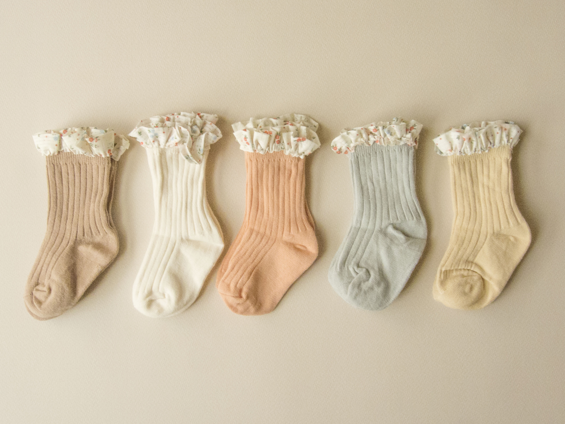 小花滾邊素色嬰幼童襪15