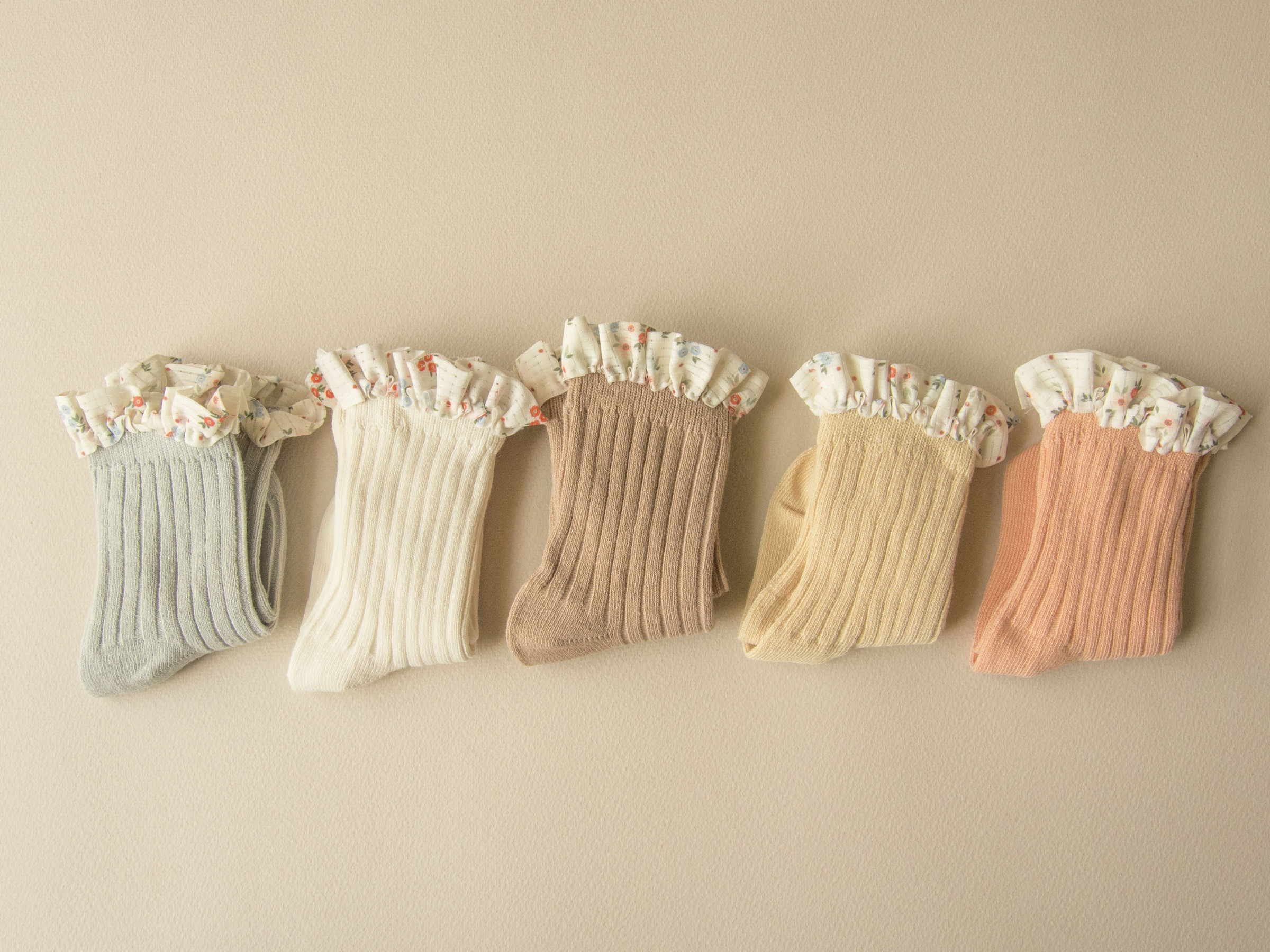 小花滾邊素色嬰幼童襪06