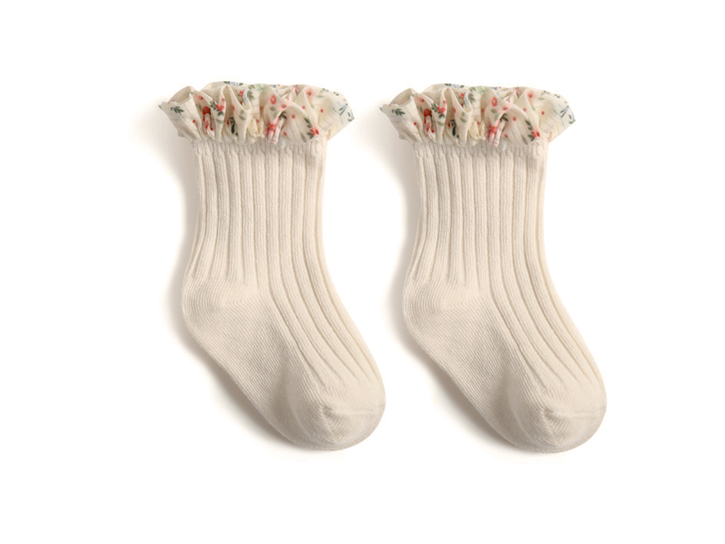 小花滾邊素色嬰幼童襪02