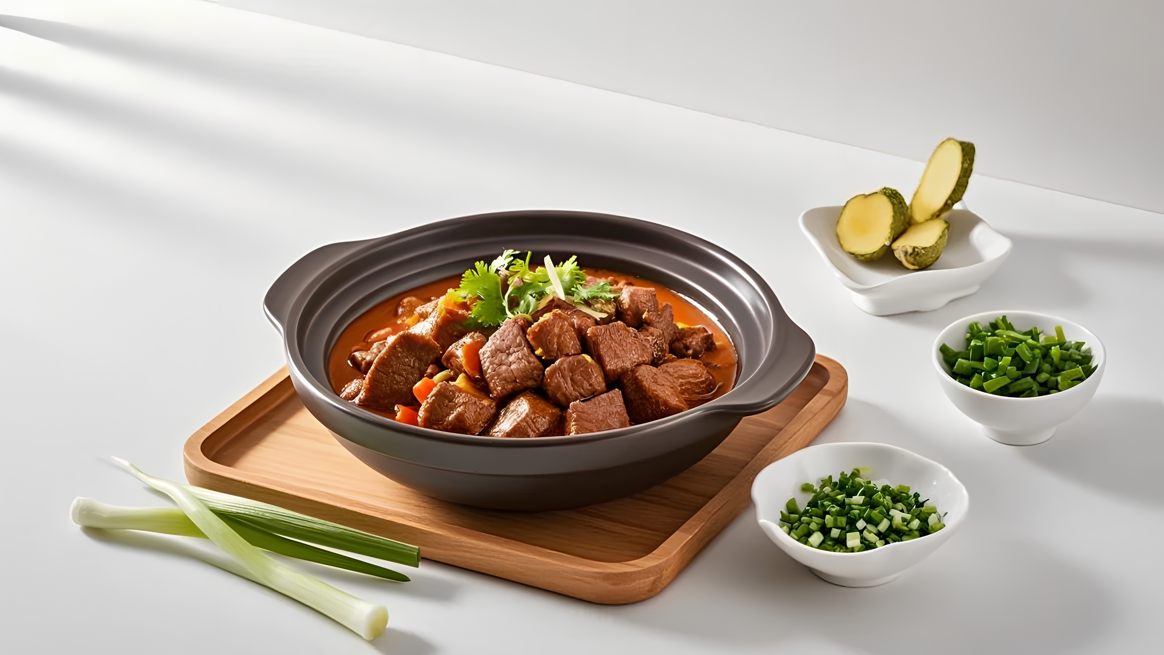 牛腩,在竹筐里生鲜牛肉类新鲜高清摄影图简约风格黑砂锅红烧牛肉餐桌美食商业照片（仅供交流学习非商用）