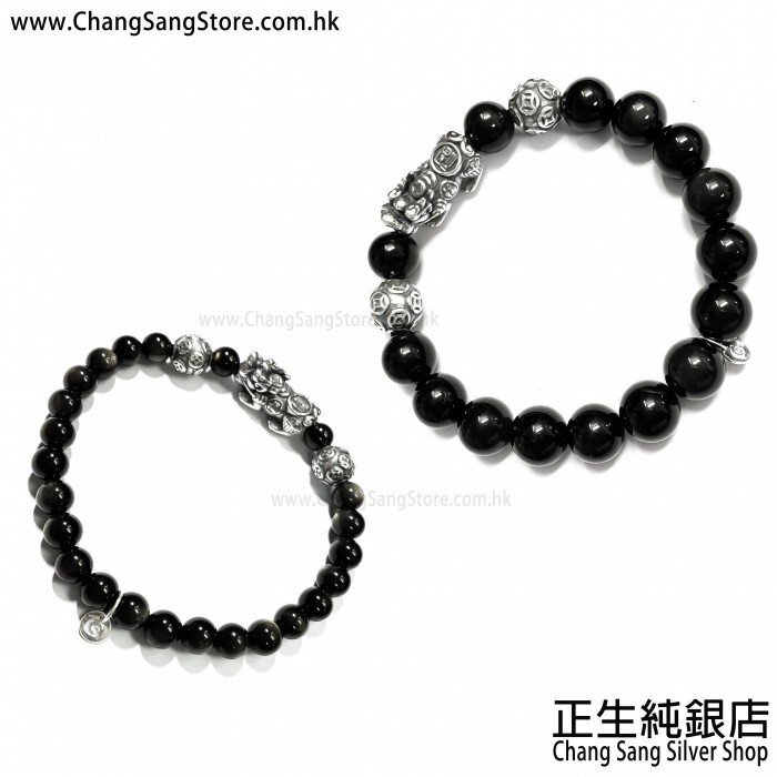 6、8、10、14mm黑曜石 金錢珠子 貔貅手鏈