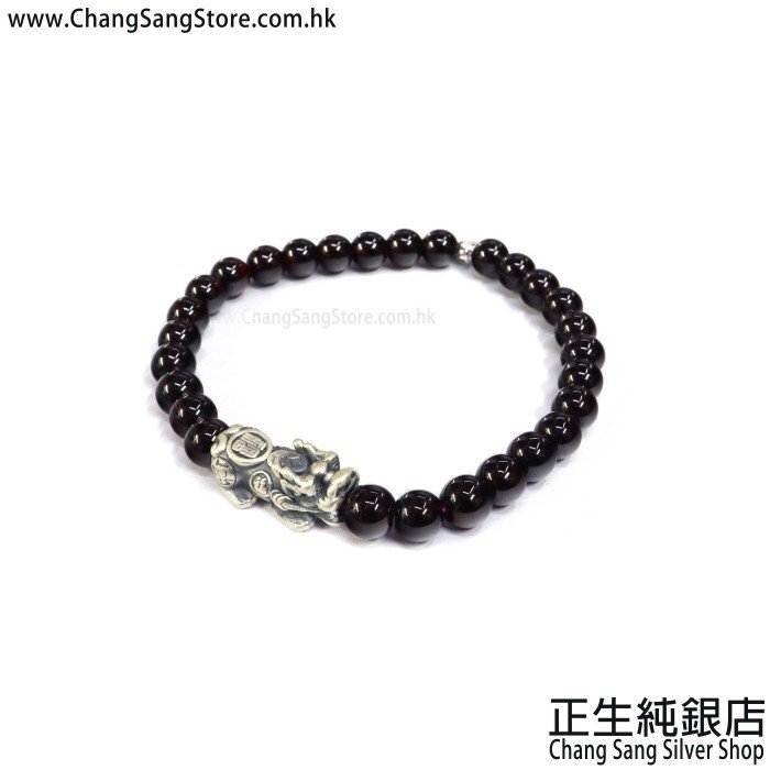 6mm 石榴石 & 型格貔貅手鏈Crystal Bracelet