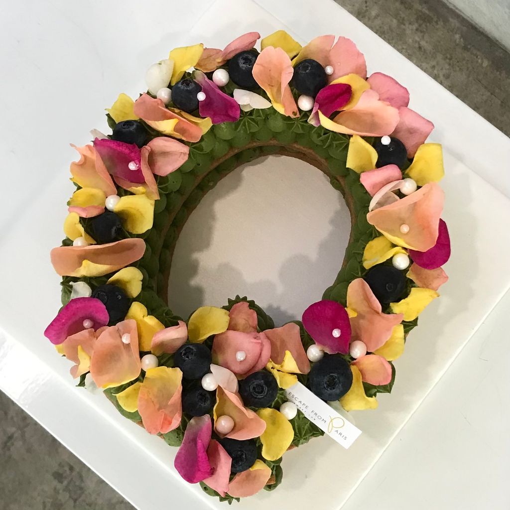 抹茶柚香食用花字母蛋糕Q