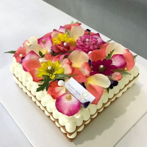 方形食用花蛋糕