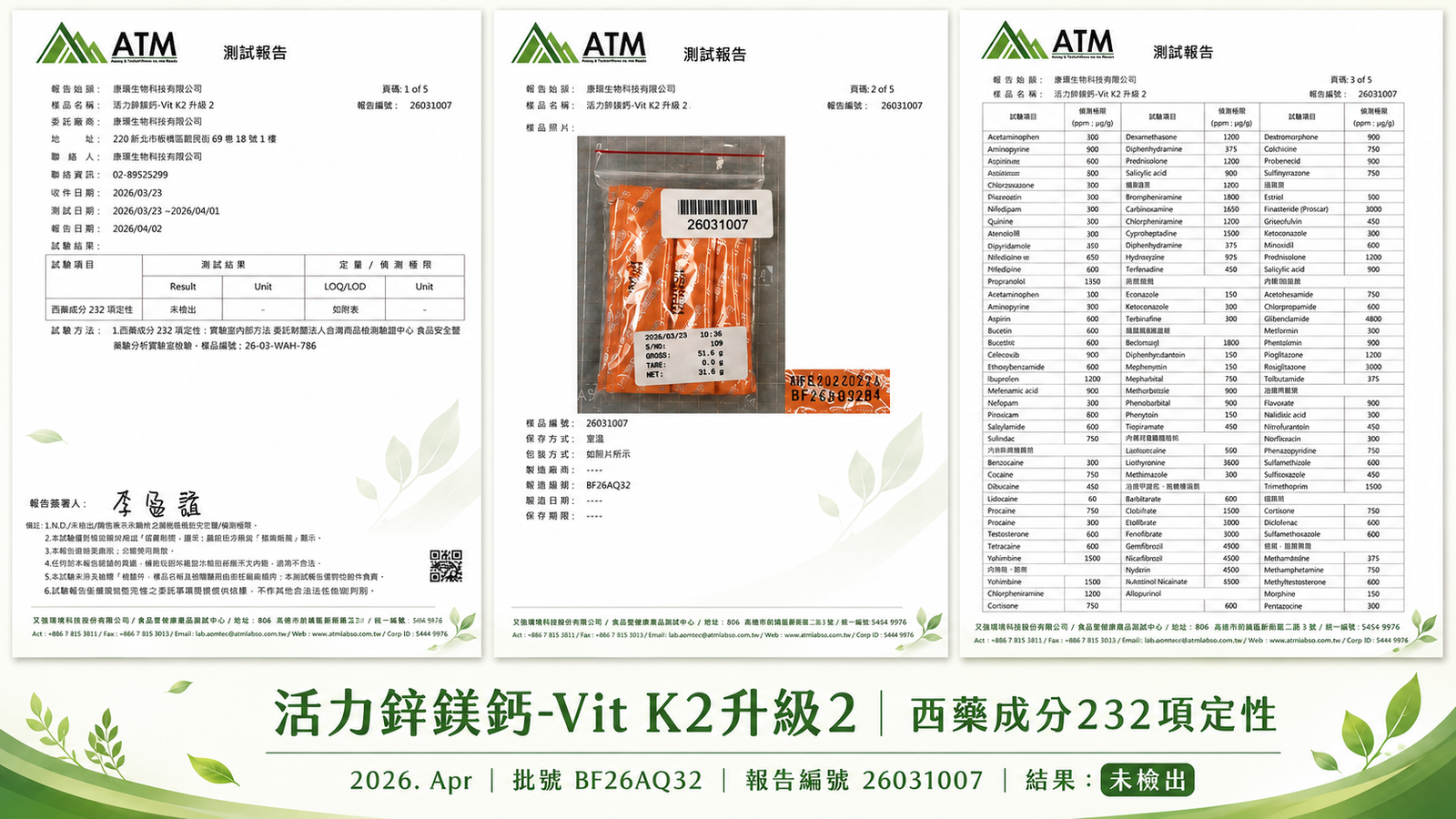 活力鋅鎂鈣 2026年4月 西藥檢驗報告