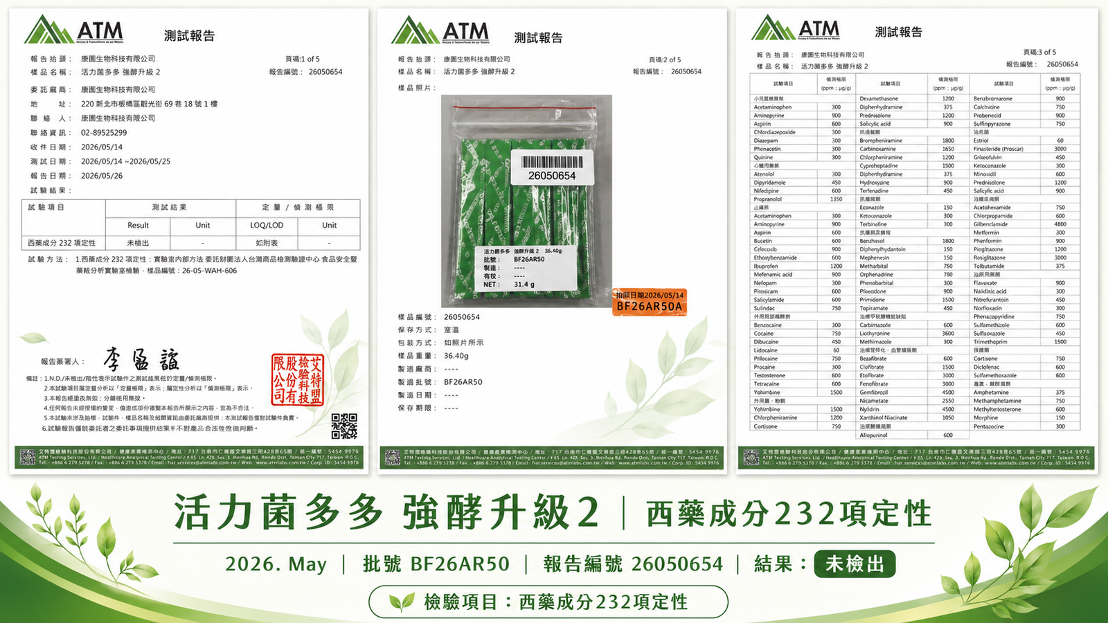 活力菌多多 2026年6月 西藥檢驗報告