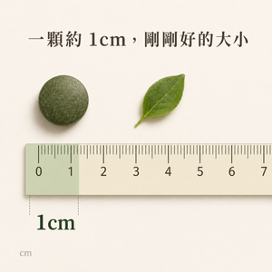 錠劑尺寸對照（約 1cm）