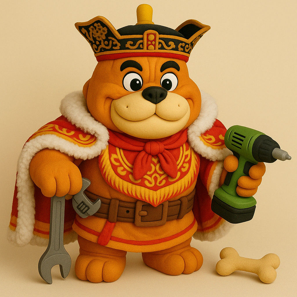 皇帝裝束的布偶鬥牛犬