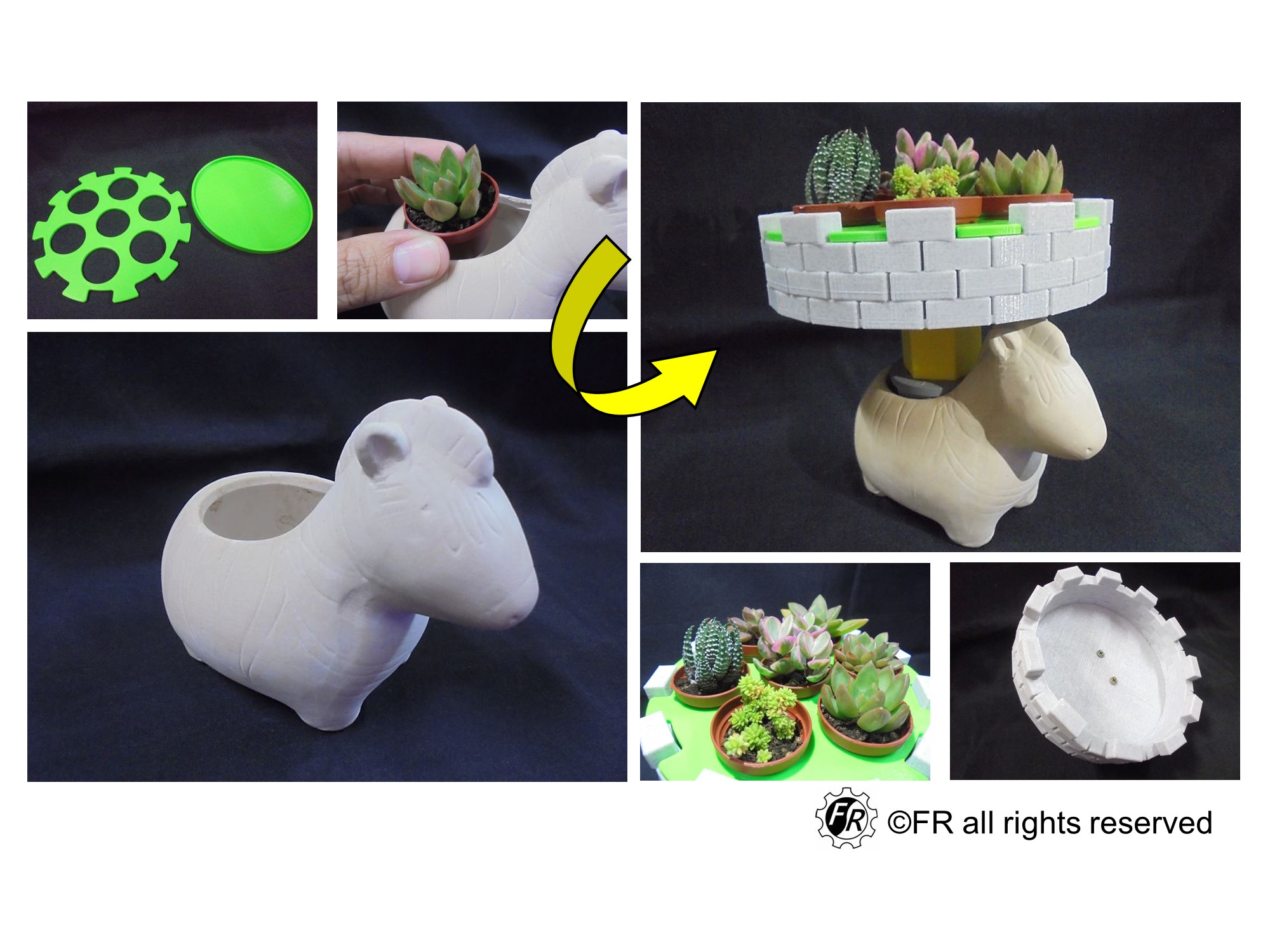 木馬屠城盆栽DIY改造｜工業風多肉盆栽設計＋招財寓意完整解析