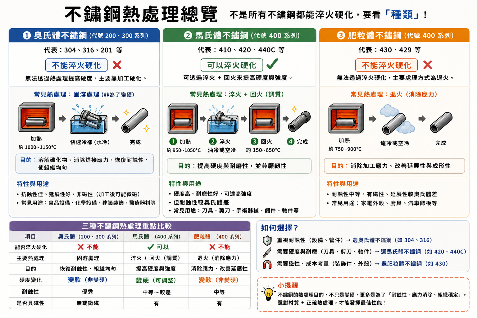 不鏽鋼熱處理(可愛版示意圖)