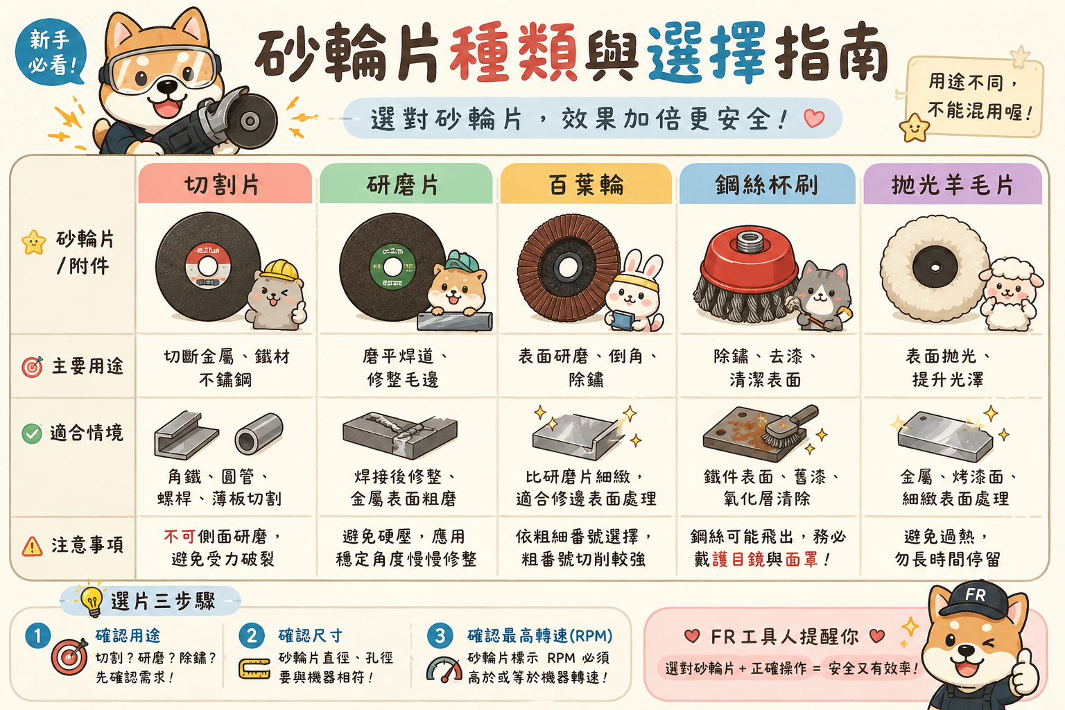 砂輪片種類與選用指南-示意圖