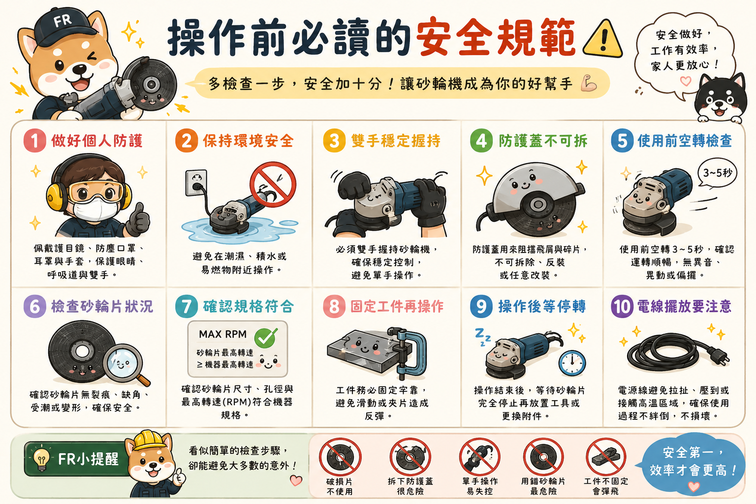 砂輪機操作前必讀的安全規範-示意圖
