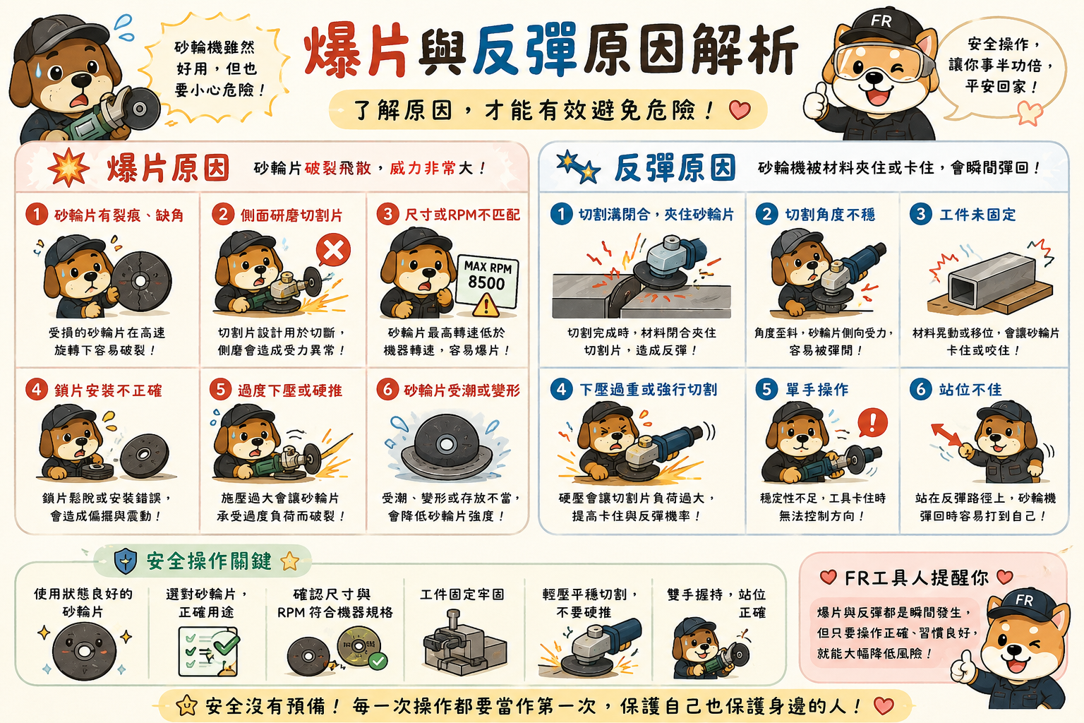 砂輪機爆片與反彈原因解析-示意圖
