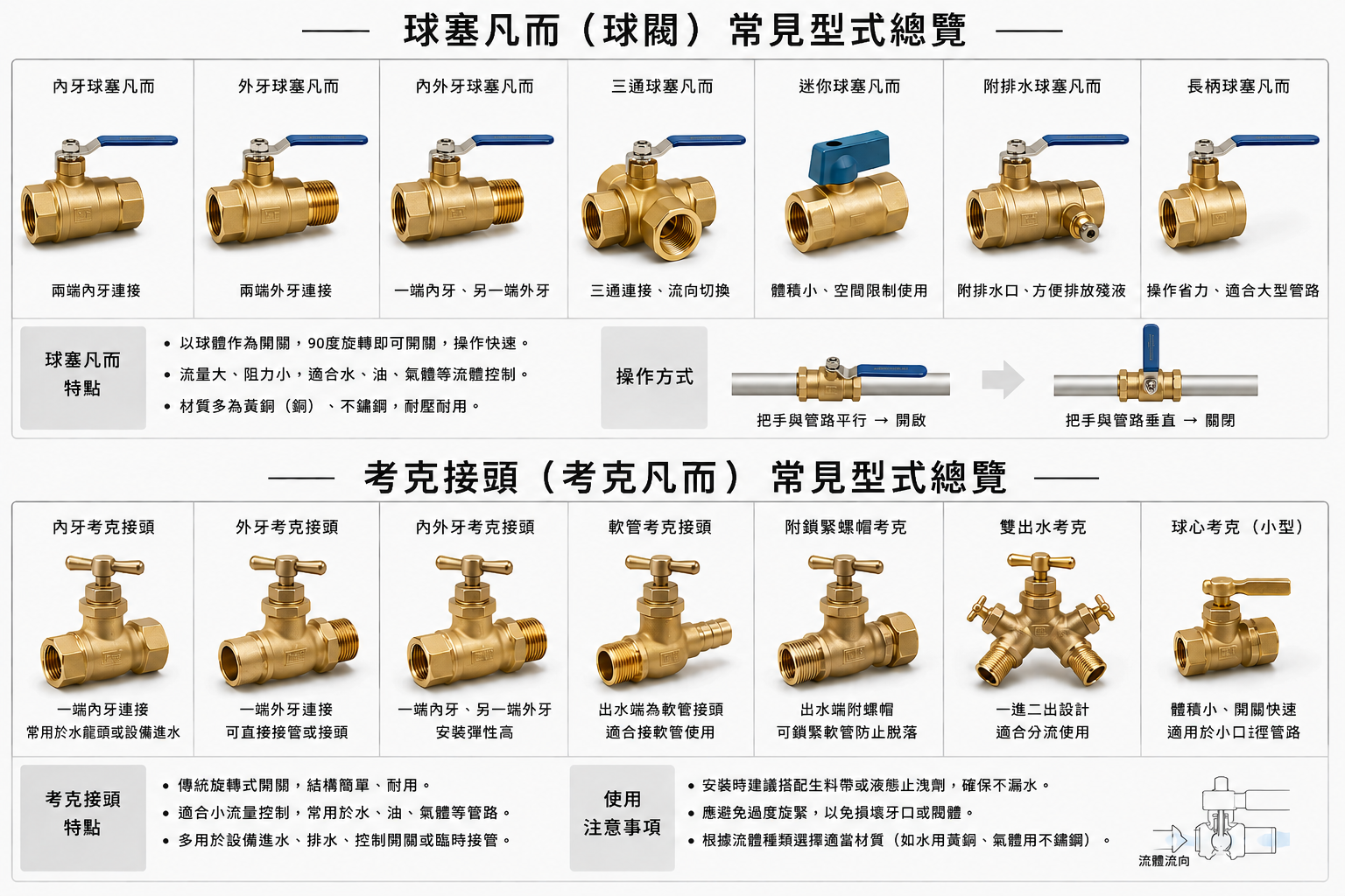 球塞凡而.考克接頭常見形式-示意圖