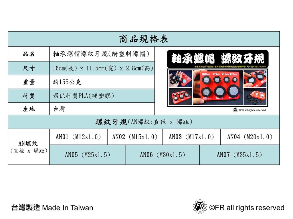 軸承螺帽牙規規格表