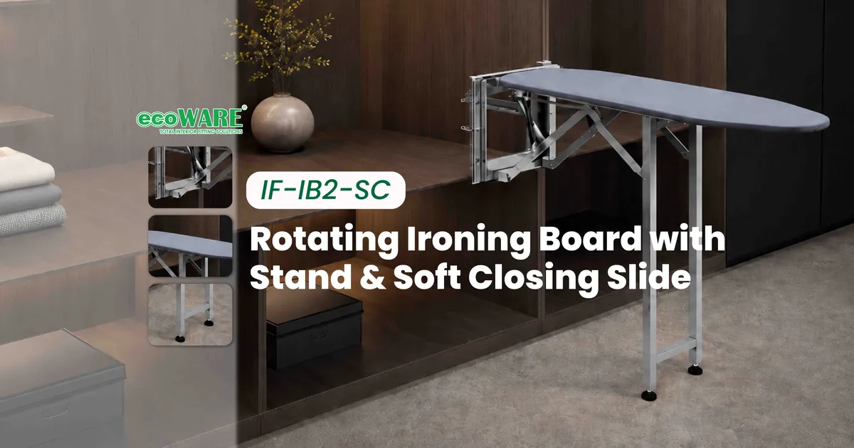 Rotating Ironing Board with Stand & Soft Closing Slide