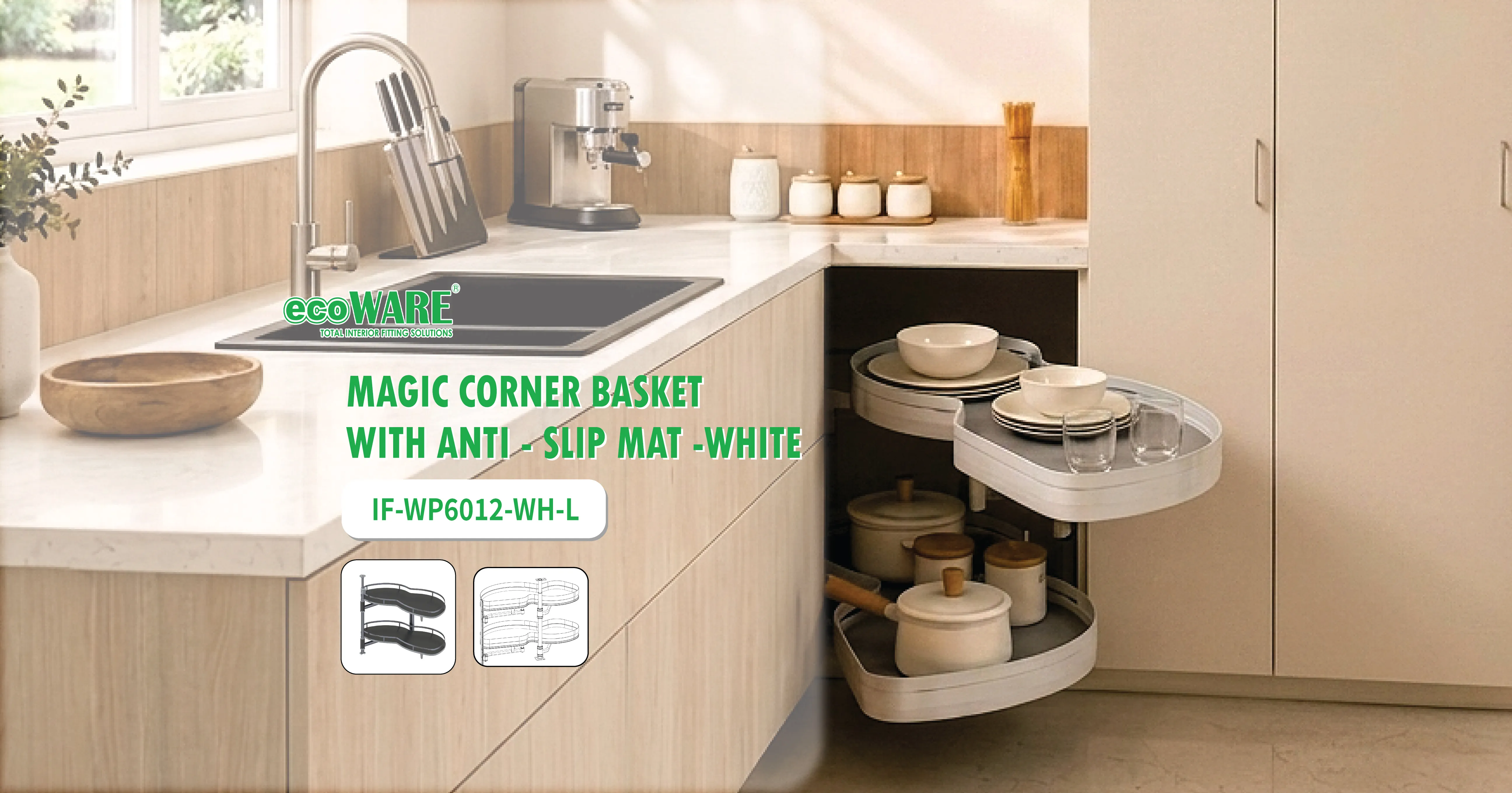 How to Make Better Use of Kitchen Corner Cabinets with a Magic Corner Basket