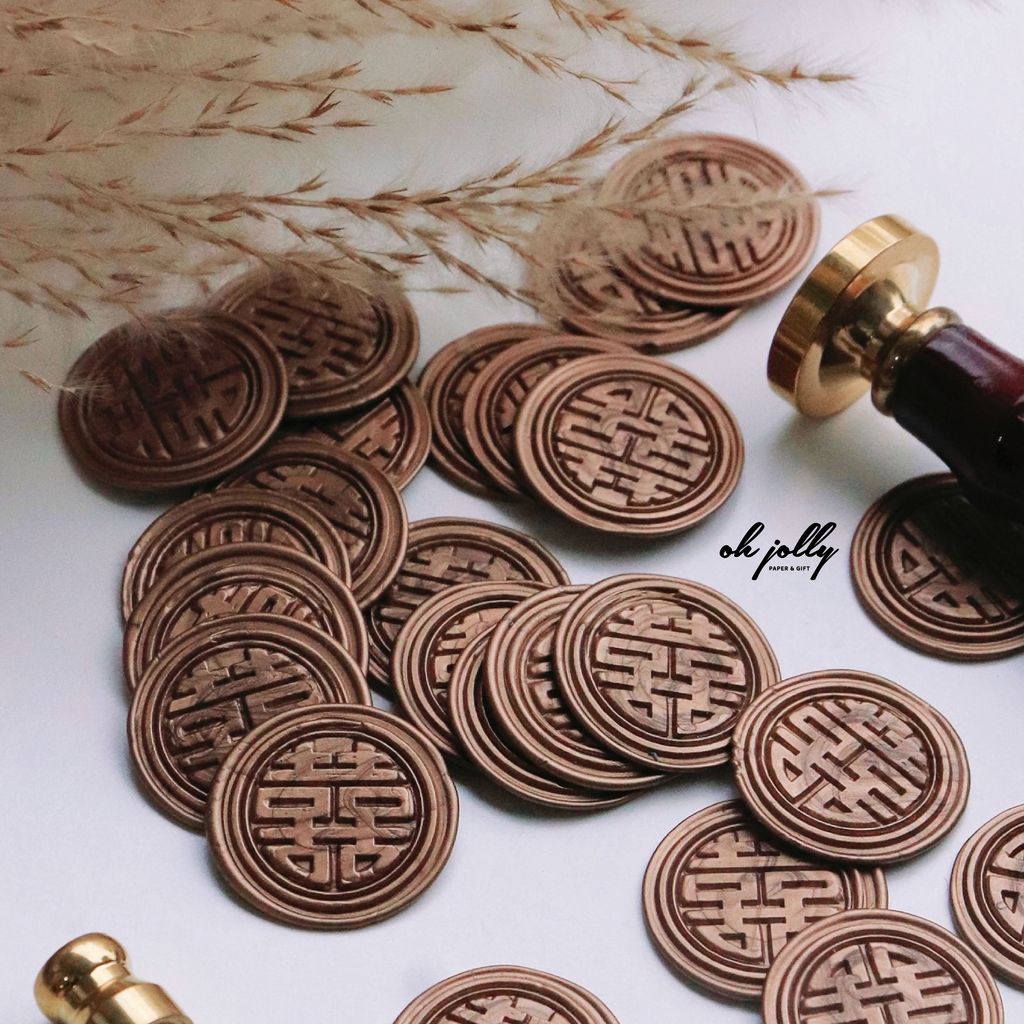 OHJOLLY 100Pcs Wedding Wax Stamp Seal Stamp Wax Seal Stamp Set Wedding Wax Seal Stamp Wax Seals 火漆 火漆印章 结婚喜字火漆印章 1