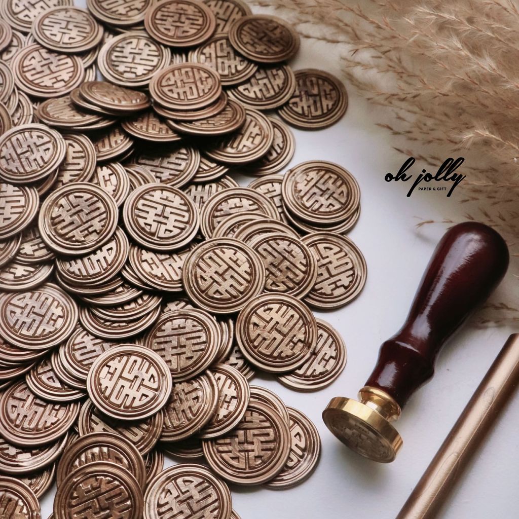 OHJOLLY 100Pcs Wedding Wax Stamp Seal Stamp Wax Seal Stamp Set Wedding Wax Seal Stamp Wax Seals 火漆 火漆印章 结婚喜字火漆印章 5