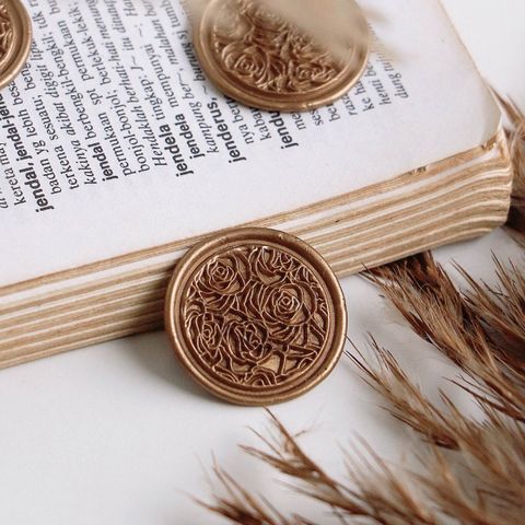 OHJOLLY 1Pcs Flower Wax Seal Stamp Wax Stamp Seal Wax Sealing Wax Stamp Ready Made Wax Stamp 火漆 火漆印章 火漆 印章 1