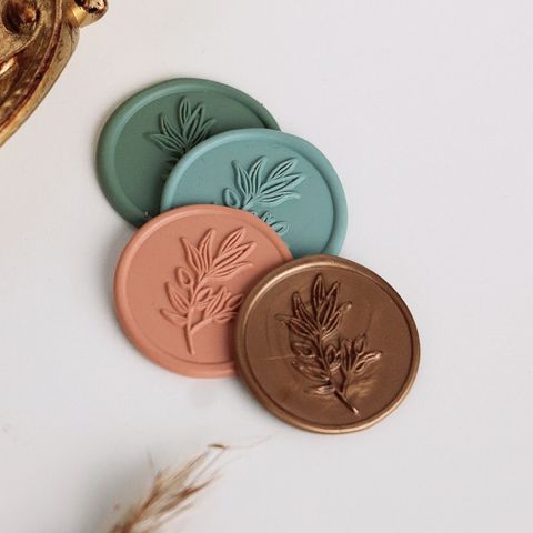 OHJOLLY 1Pcs Leaf Wax Seal Stamp Wax Stamp Seal Wax Sealing Wax Stamp Ready Made Wax Stamp 火漆 火漆印章 火漆 印章 1