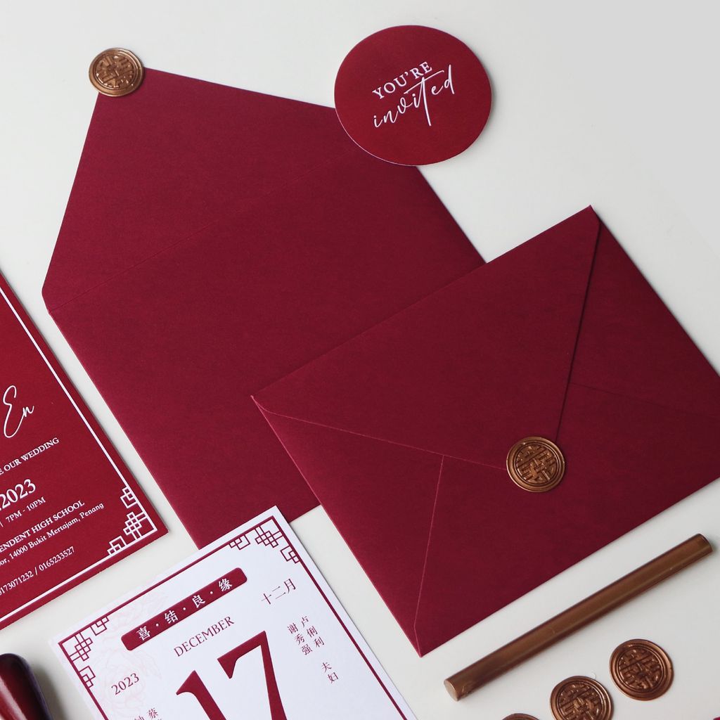 OHJOLLY 1Pcs A5 Envelope Wedding Card 250gsm Red Envelope A5 Wedding Envelope Sampul Kad Kahwin Envelope 信封 喜帖信封 红色信封 7