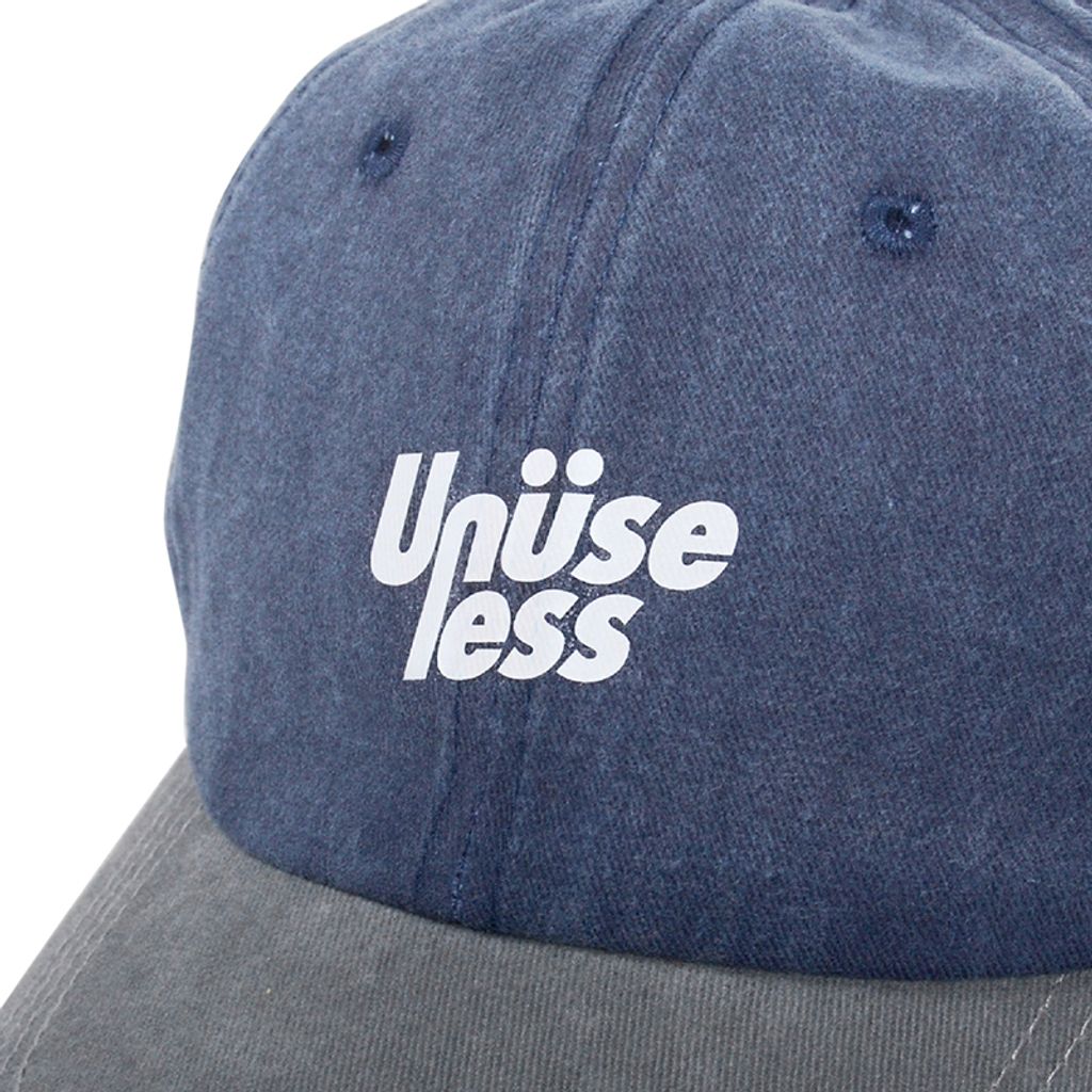 UN24SS025-LOGO撞色水洗帽-藍色特寫