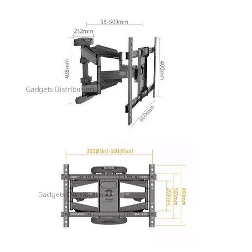 500mm Arm Extension KALOC S8 40 to 85 Inch Large Heavy Duty TV