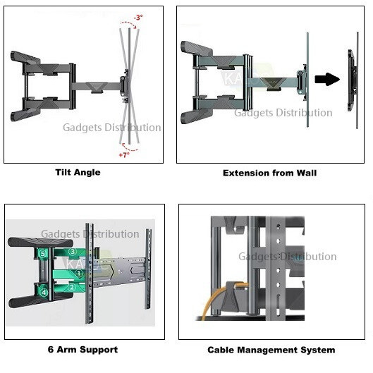 テレビ KALOC model H8 KALOC H8 TV Wall Mount - Full Motion TV Bracket Stand