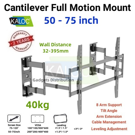 KALOC KLC-H8 KLC H8 Universal Full Motion 32 - 80 Inch P6 TV Wall