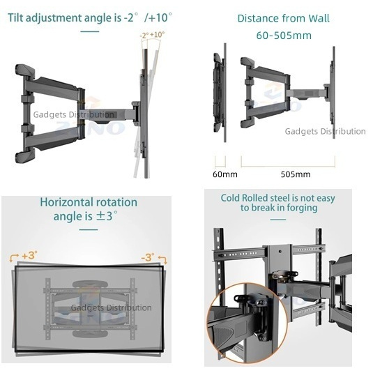 ZENO P700 40 to 85 Inch Heavy Duty Full Motion 6 Arm TV Wall Tilt