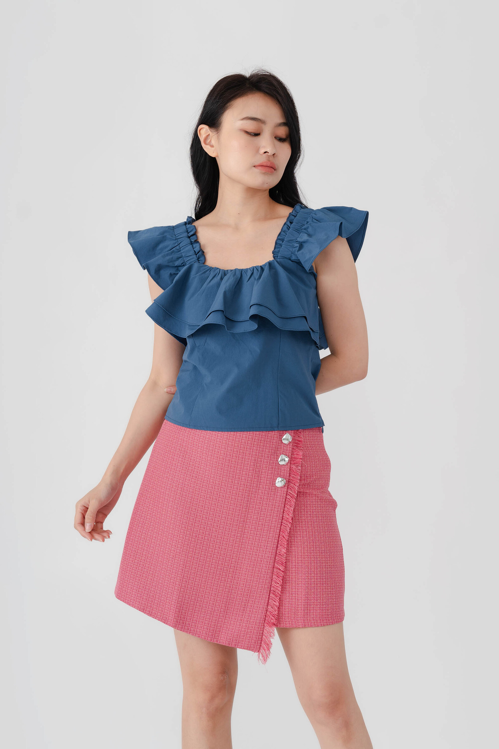 Rylee Tweed Denim Spliced Jacket16