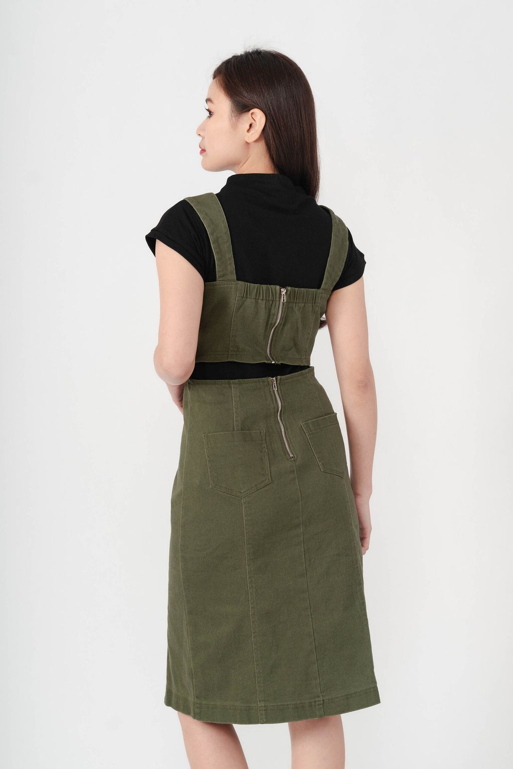 Hannah Twill Waist Cut-out Midi Dress5