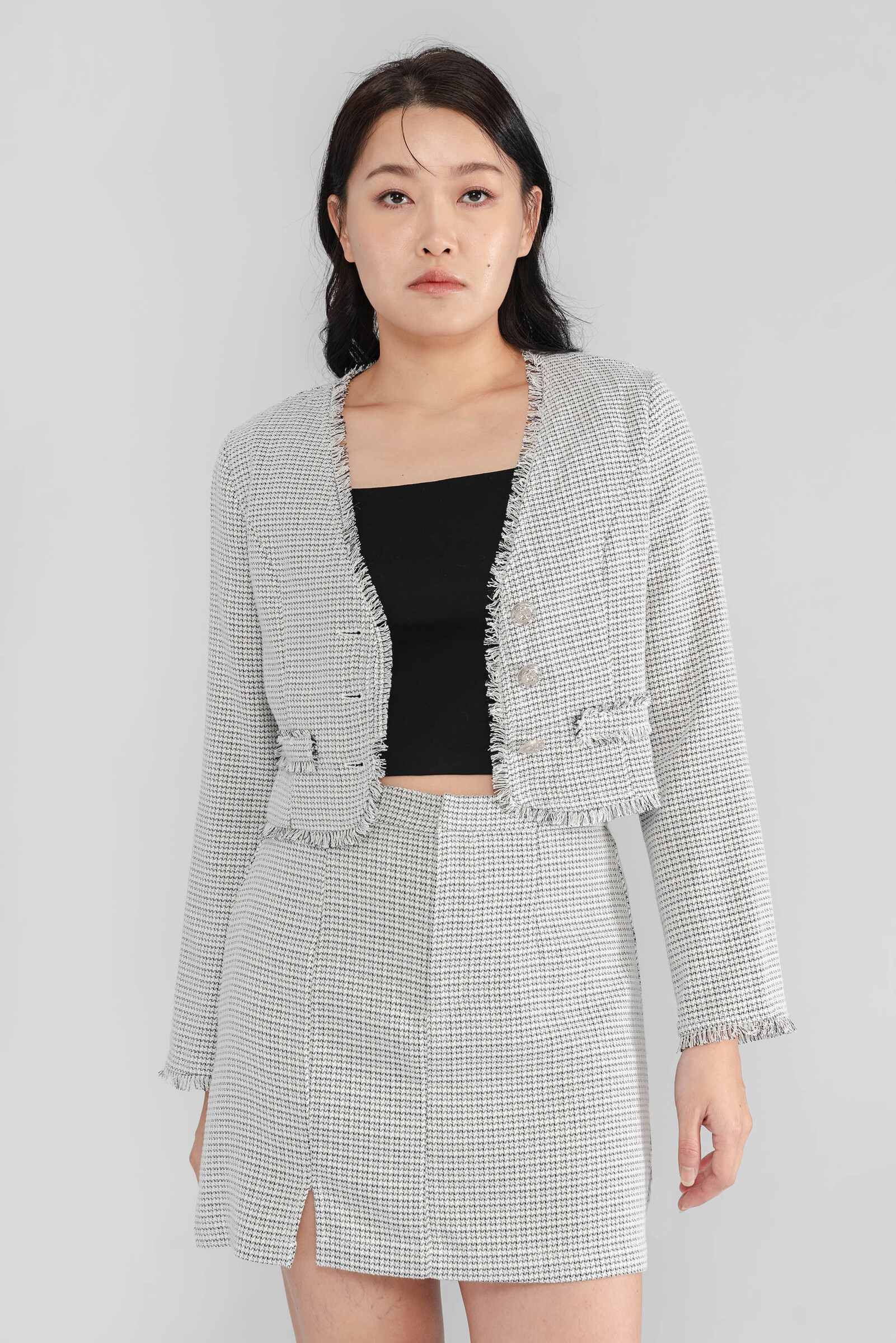 Muriel Plaid Cropped Jacket3