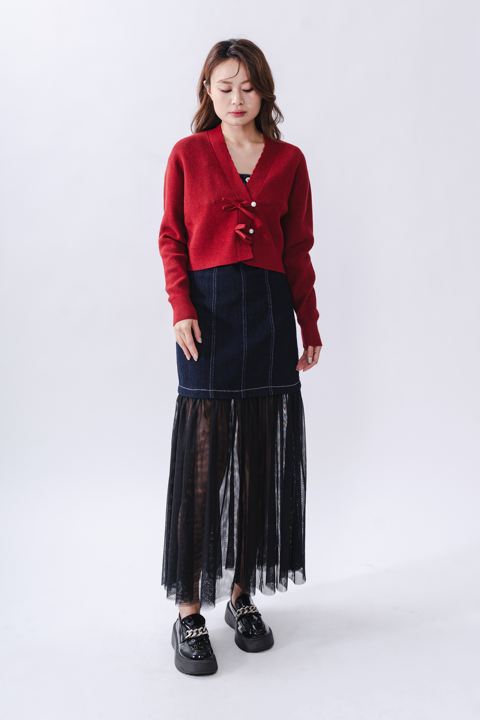 Verity Mesh Spliced Denim Dress2