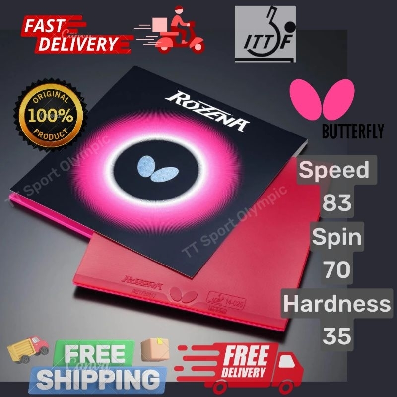 Butterfly Rozena Rubber Speed Spin Control Table Tennis 蝴蝶