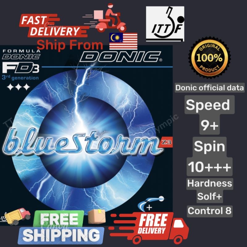 Donic BlueStorm Z1 Turbo Z2 Z3 High Elastic Spin Rubber TT Sport