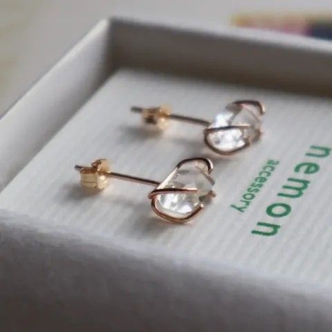 赫基默鑽石穿孔耳環-1