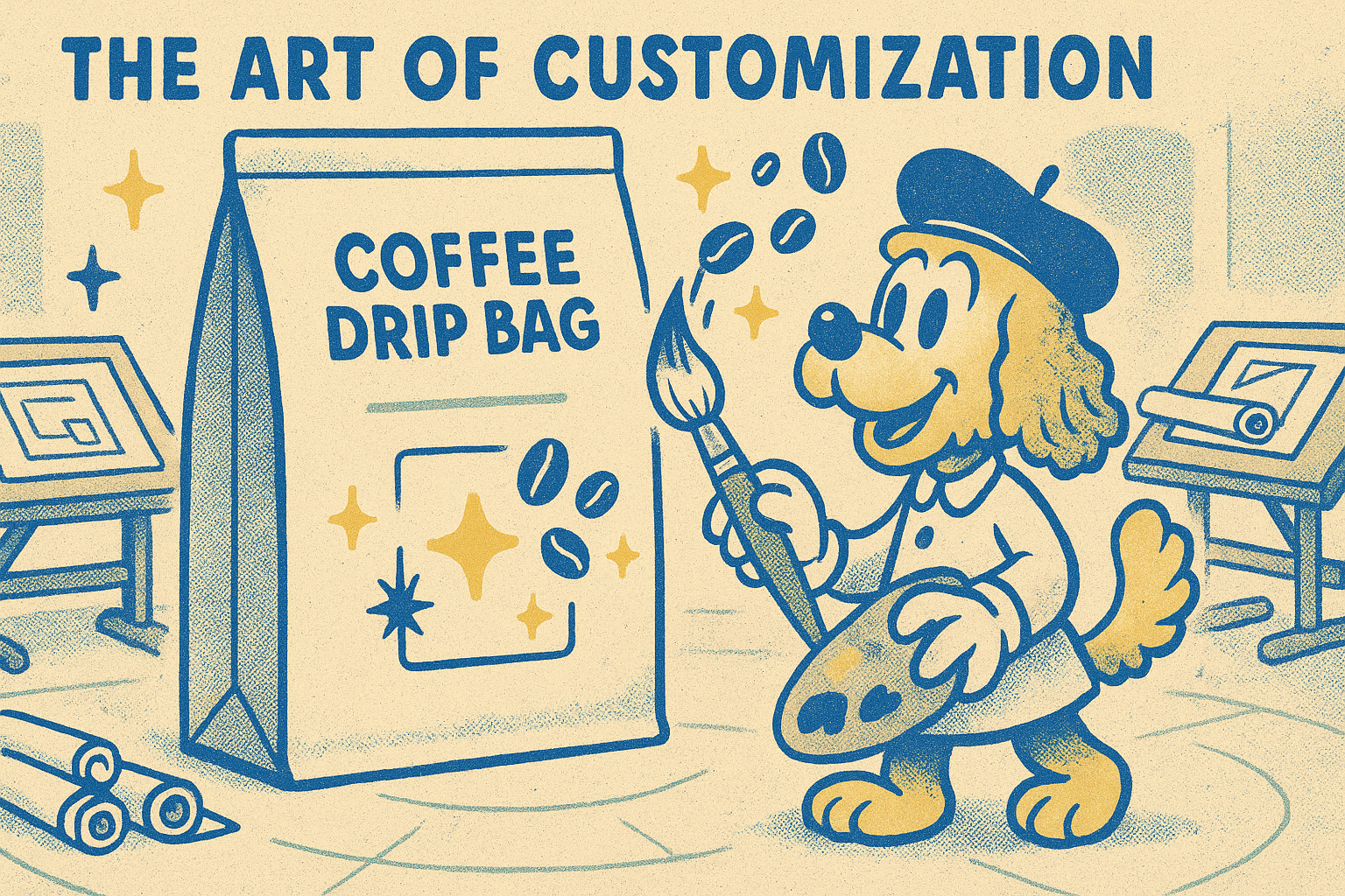 Kona painting a giant drip bag