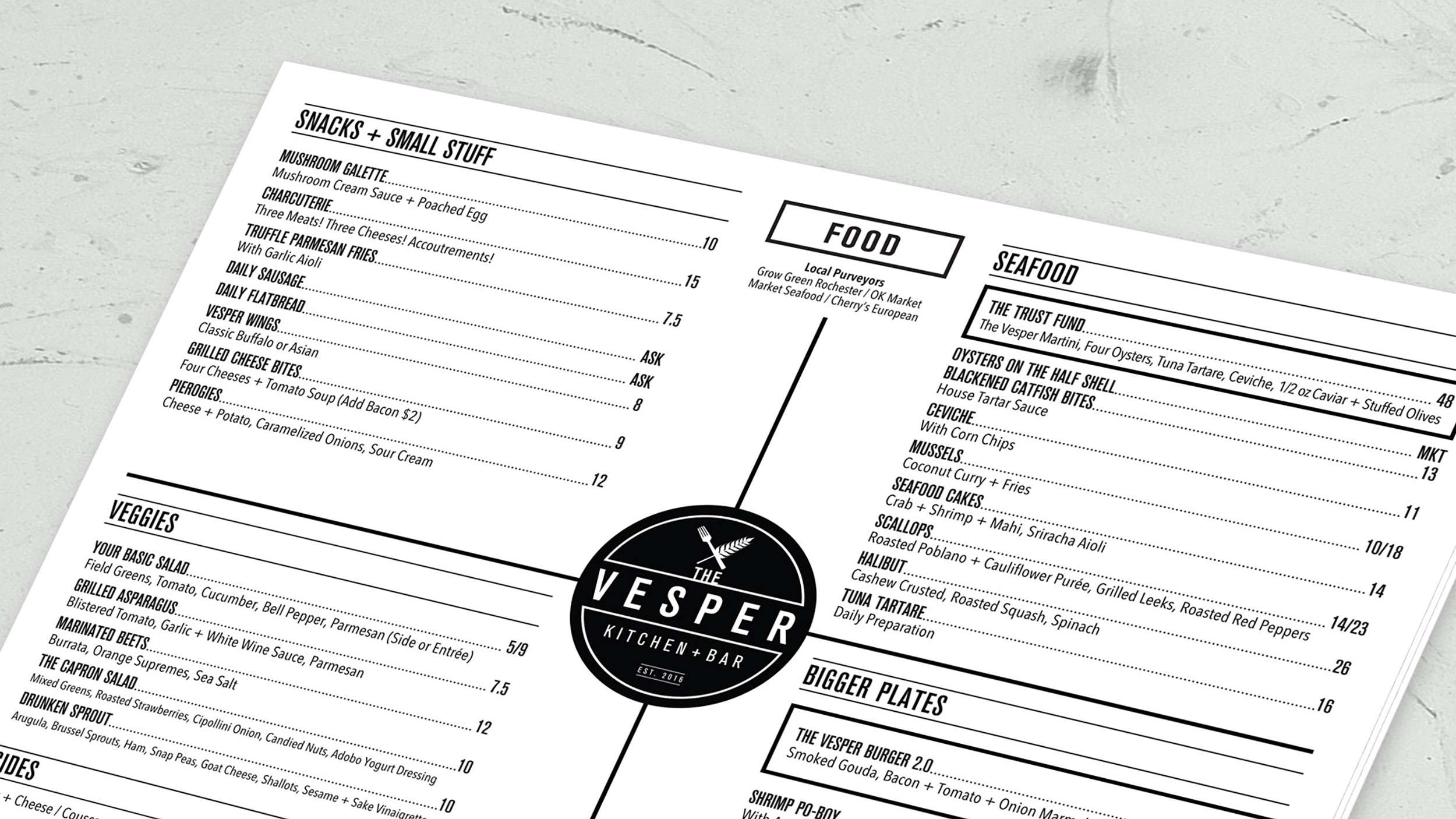 Vesper Food Menu