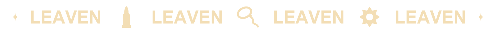 提帶設計圖:LEAVEN 字樣、套索與星芒