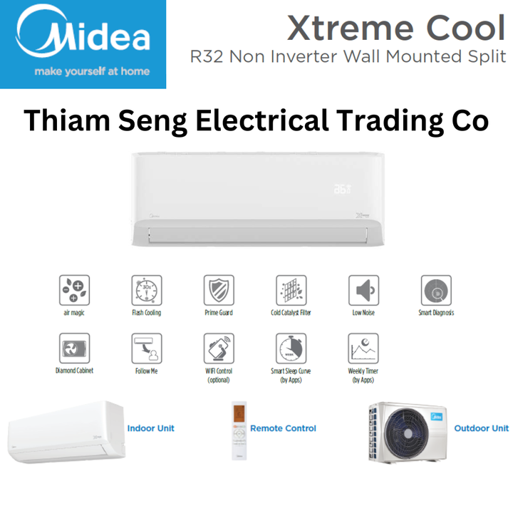 MIDEA 1HP Xtreme Cool R32 NON INVERTER AIR COND MSAG10- MSAG13- MSAG 19-MSAG25