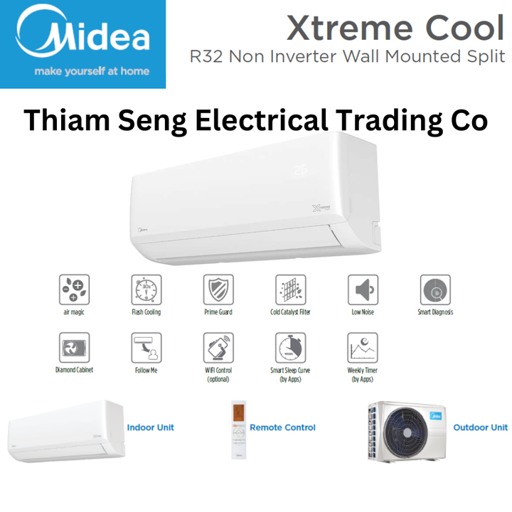 MIDEA 1HP Xtreme Cool R32 NON INVERTER AIR COND MSAG10- MSAG13- MSAG 19-MSAG25 2