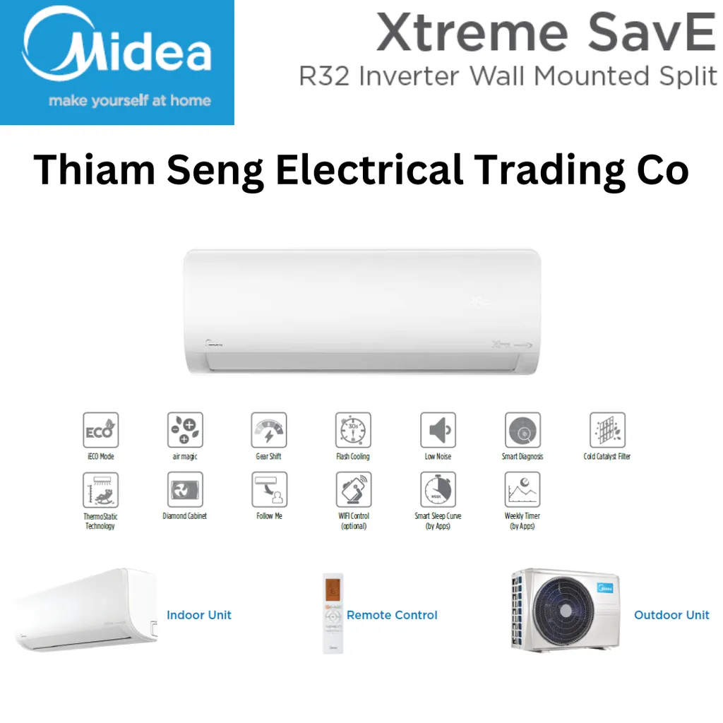 MSXS10- MSXS13- MSXS 19- MSXS 25 Midea Aircond Xtreme Delux Inverter R32 Inverter 5 Star Single Split type 2