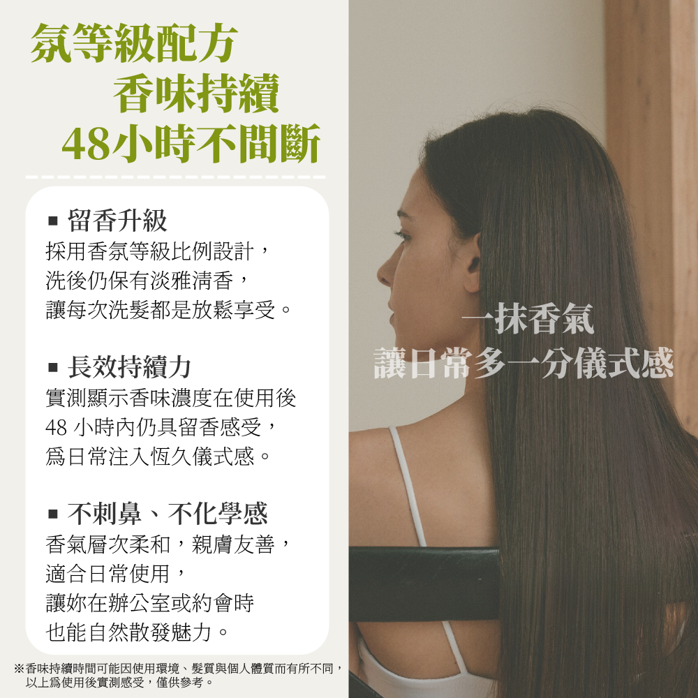 HETRAS 植萃香氛洗髮精的留香時間長達 48 小時